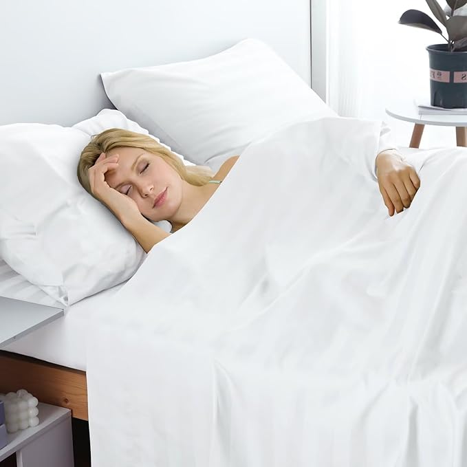 2-Pack Cotton Twin Flat Sheet Only, 600 Thread Count 100% Egyptian Cotton Top - Image 6