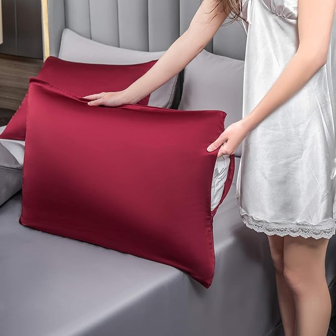 Mulberry Silk Pillowcase for Hair and Skin, King Size Cooling Silk Pillow Case - Image 6