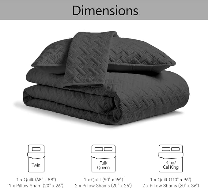 FLYMME Queen Quilt Bedding Set Black Lightweight Bedspreads Full Size, Soft - Image 7