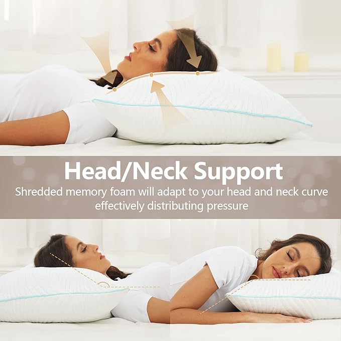 Pillows King Size Set of 2 Cooling Memory Foam Pillows - Image 4