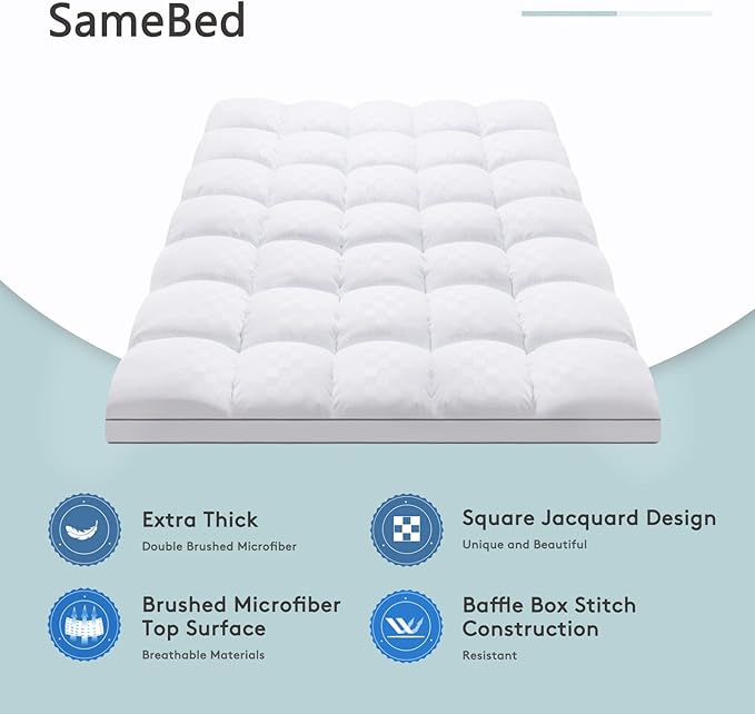 SameBed Mattress Topper Cal King, Extra Thick Mattress Pad Cover - Image 2