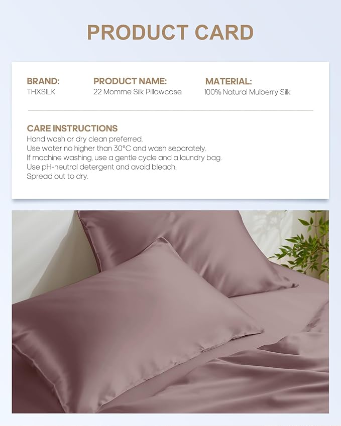 THXSILK 22 Momme Pure Mulberry 6A+ Silk Pillowcase - Image 8