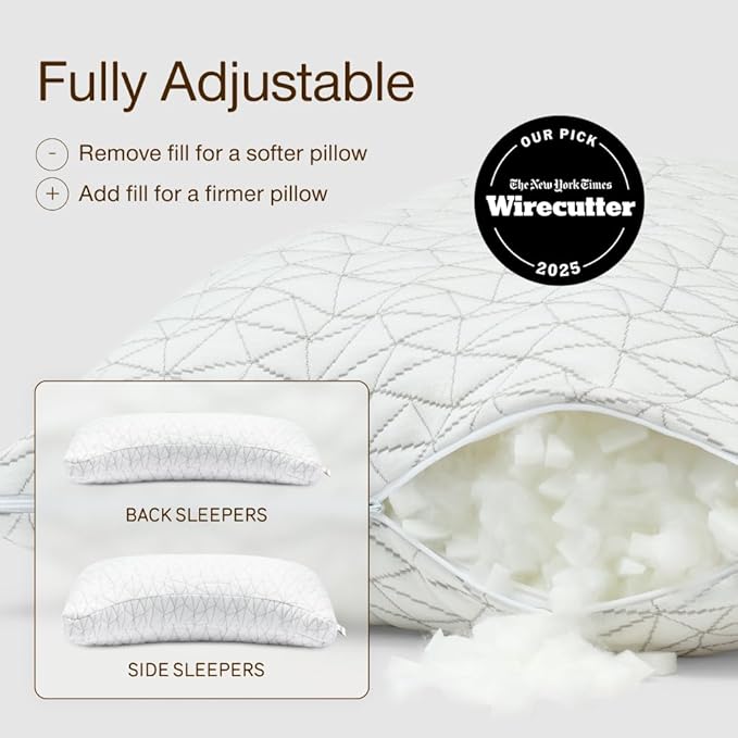 Coop Home Goods Original Crescent Adjustable Pillow, Queen Bed Pillows - Image 2
