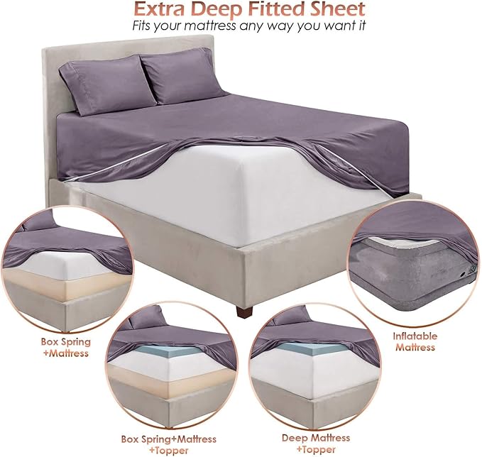 Hearth & Harbor Bed Sheets, Luxury Soft 6 Piece Bed Sheet Set Extra Deep Pocket - Image 3