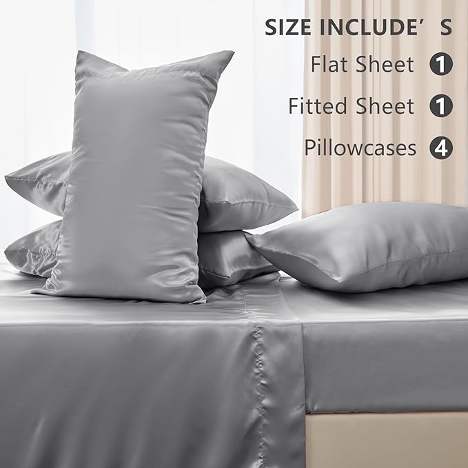 CozyLux Satin Sheets Queen Size Bed Set - Image 6
