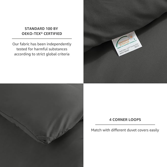 CozyLux Oversized King Comforter Set Dark Grey, 3 Pieces 120x98 Solid - Image 4