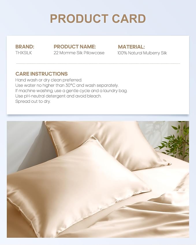 THXSILK Set of 2 100% Mulberry Silk Pillowcase - Image 8