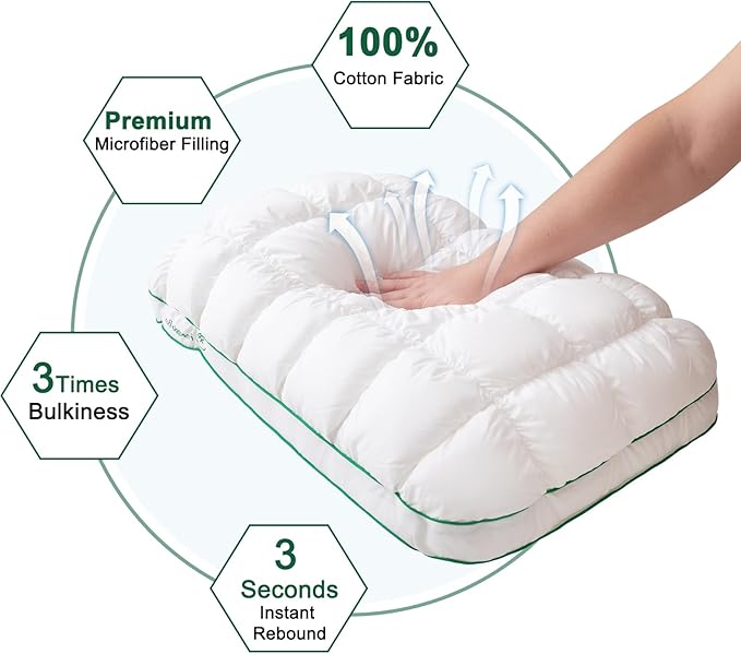 YOUR MOON Fluffy Support Bed Pillow Standard Size, Super Soft Premium - Image 3