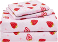 lasoftan Pink Strawberry Printed Kids Sheet Set Twin Size, Bed Sheets by Unknown