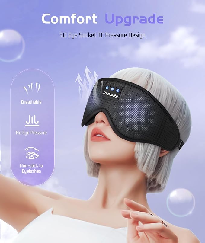 LC-dolida Sleep Mask with Bluetooth Headphones Bluetooth Sleep Mask Sleep - Image 3