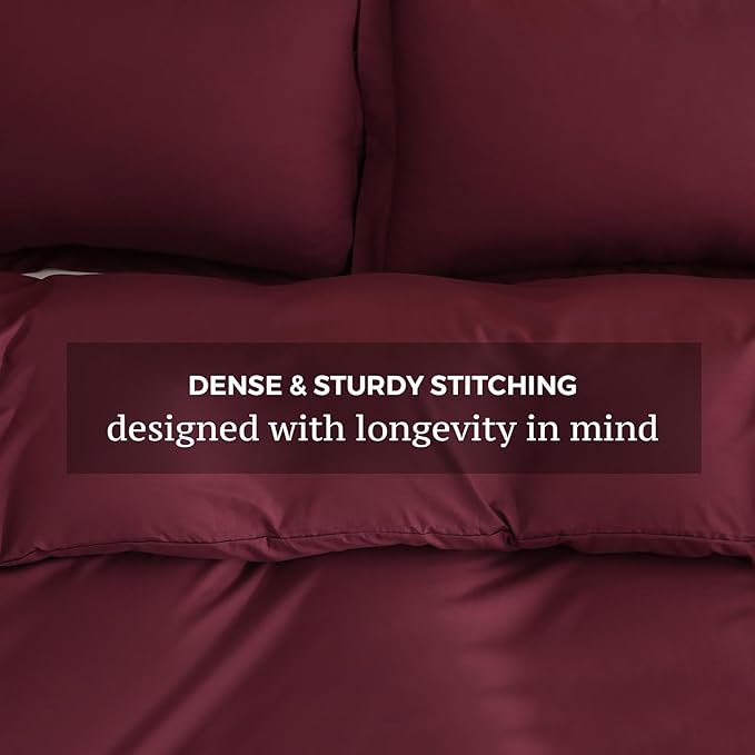 JSD Burgundy Duvet Cover Set King Size, 3 Piece Duvet Cover - Image 5