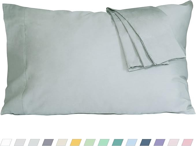 Pillow Cases, King Size Cotton Percale Weave Pillowcases, Pre-Shrunk Breathable by HOMTEC