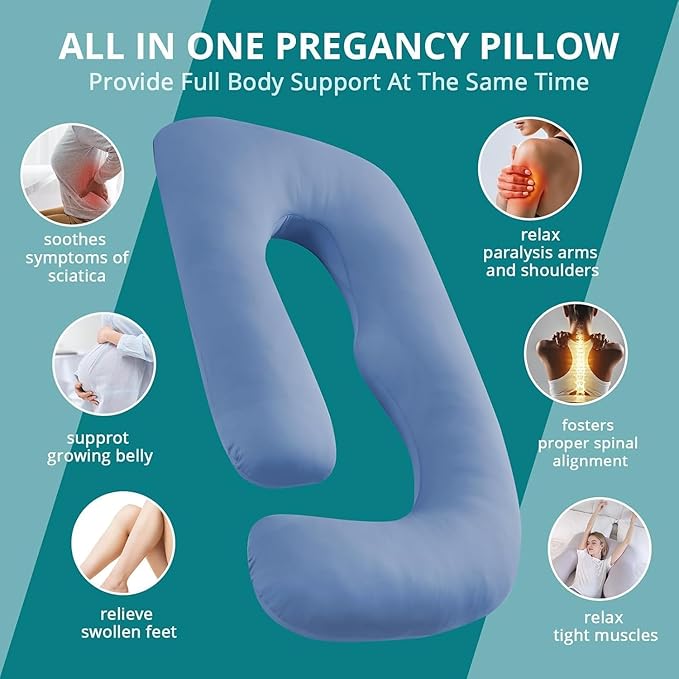 Sasttie Pregnancy Pillows for Sleeping, Jumbo U Shaped Cooling Full Body Pillow - Image 7