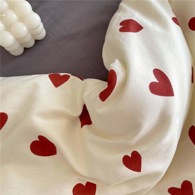 Nayoroom Heart Duvet Cover Full Size Cute Red Love Heart Printed on White - Image 7