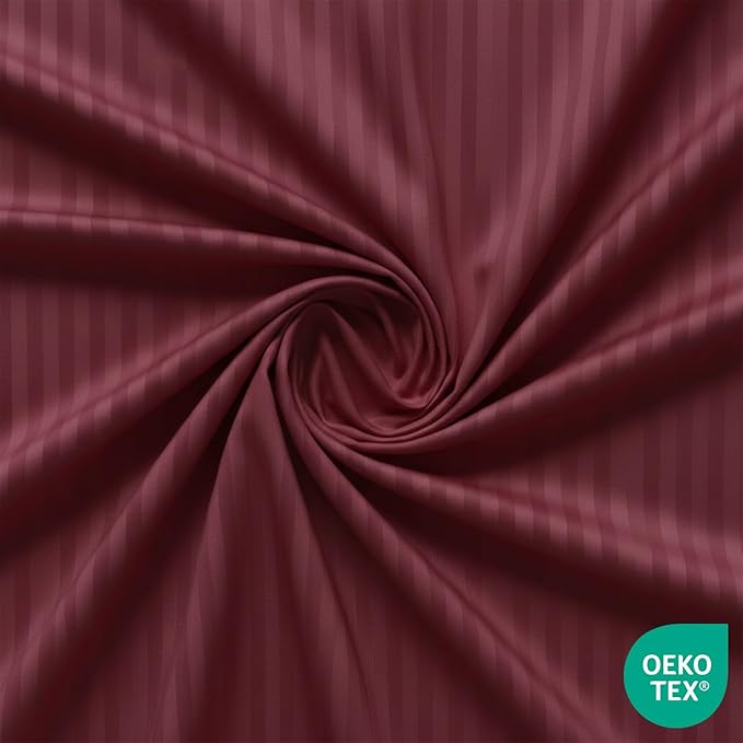 Feather & Stitch 1 Piece Fitted Sheet Twin Size, 100% Cotton Damask Sateen Weave - Image 3