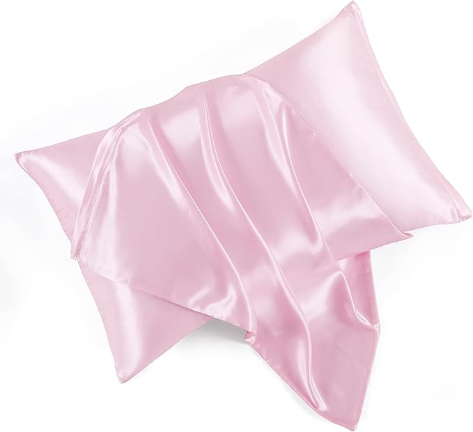 Satin Pillowcases with Zipper （20x30）, Queen Size Pillowcases Set of 2 by HommxJF