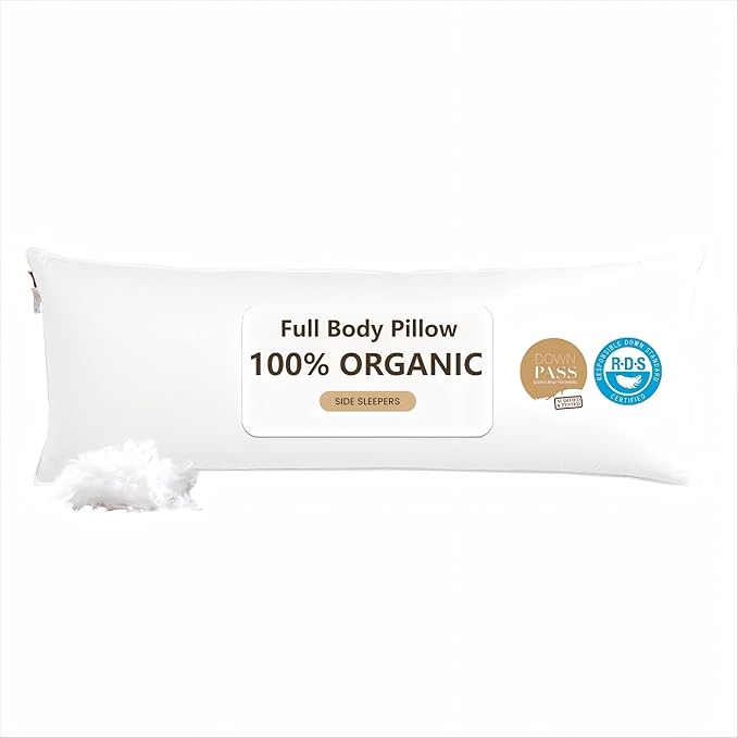 Goose Down Body Pillows for Adults, Large Body Pillow for Side Sleeper by Bildenly