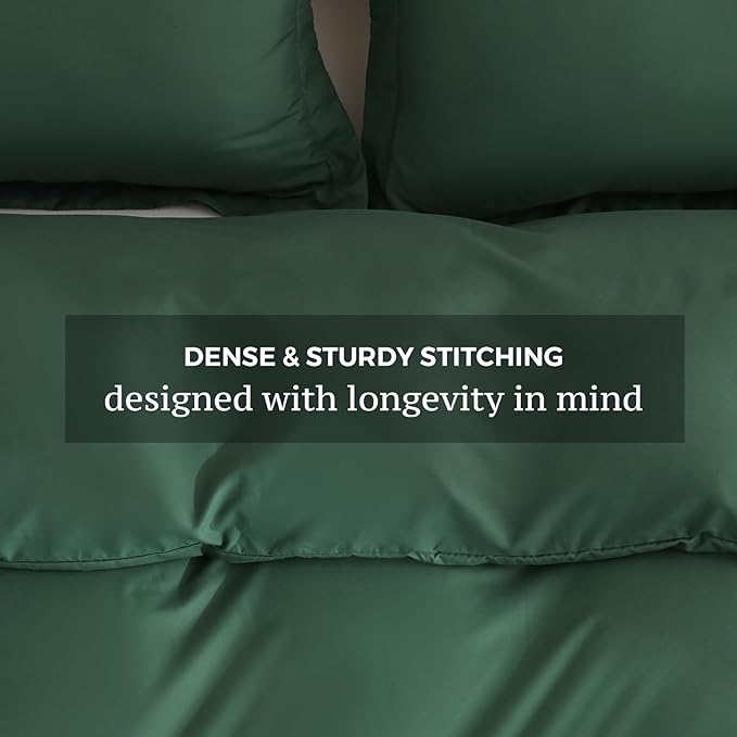 JSD Hunter Green Duvet Cover Set Twin Size, 2 Piece Microfiber Kids Duvet Cover - Image 5