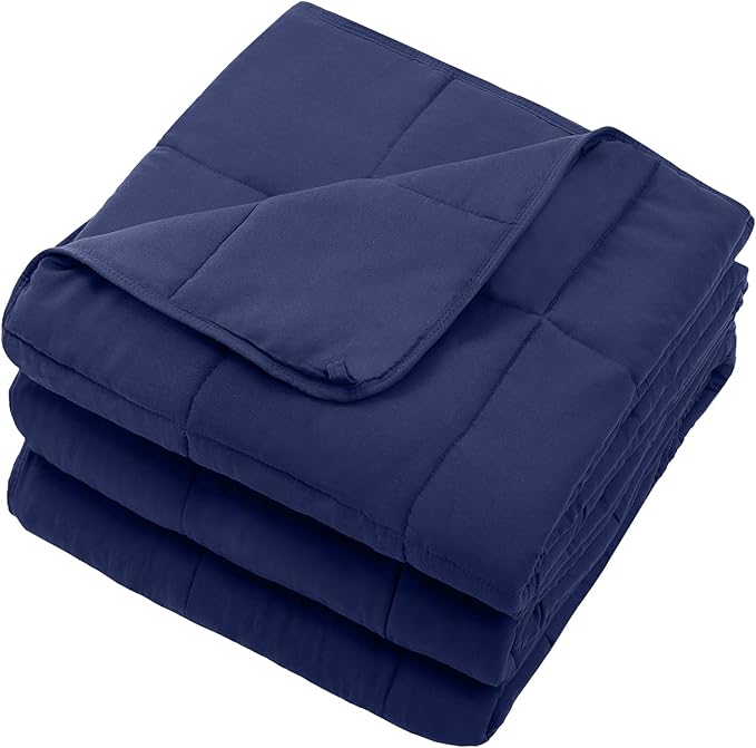 Navy Blue Weighted Blanket for Adults 15lbs, Twin Full Size Cooling Heavy Throw - Image 7