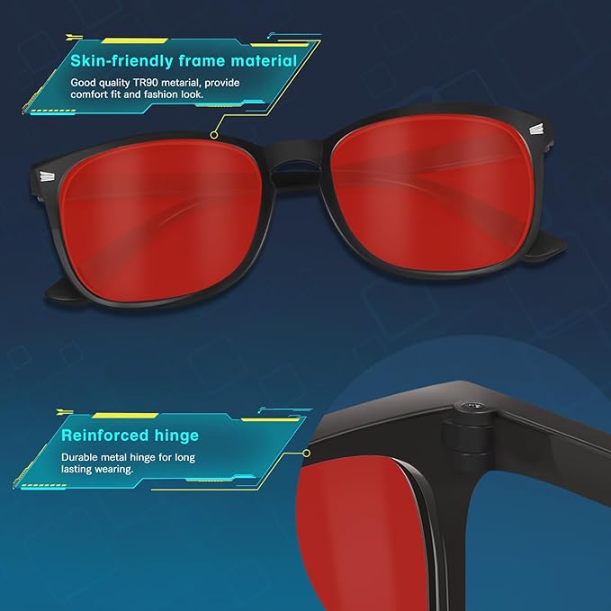Red Lens Glasses Blue Light Glasses Men Women - Image 3