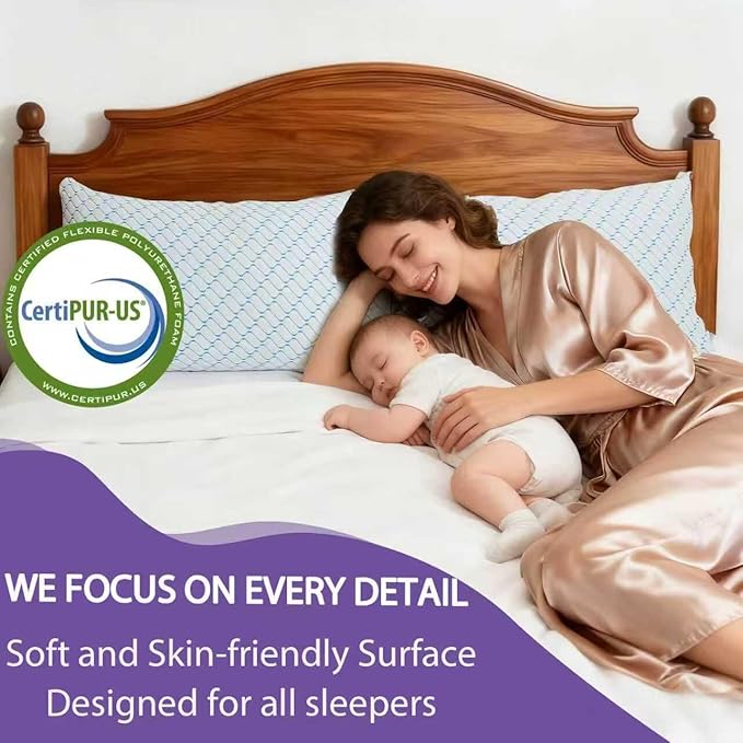 VAINOC Memory Foam Pillows Standard Size Set of 2, Adjustable Cooling Firm - Image 6