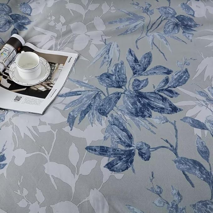 OAITE Duvet Cover Queen Size, Reversible Flower Blue Duvet Cover Set - Image 6
