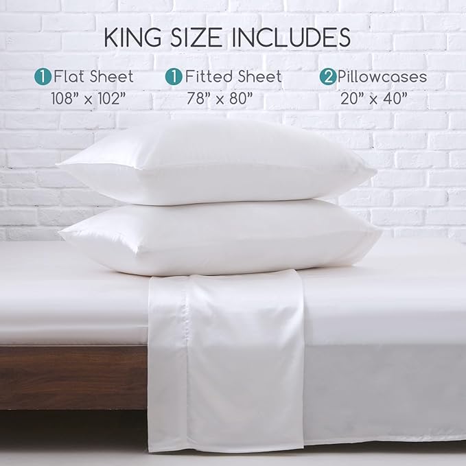 MR&HM Satin Bed Sheets, King Size Sheets Set - Image 7