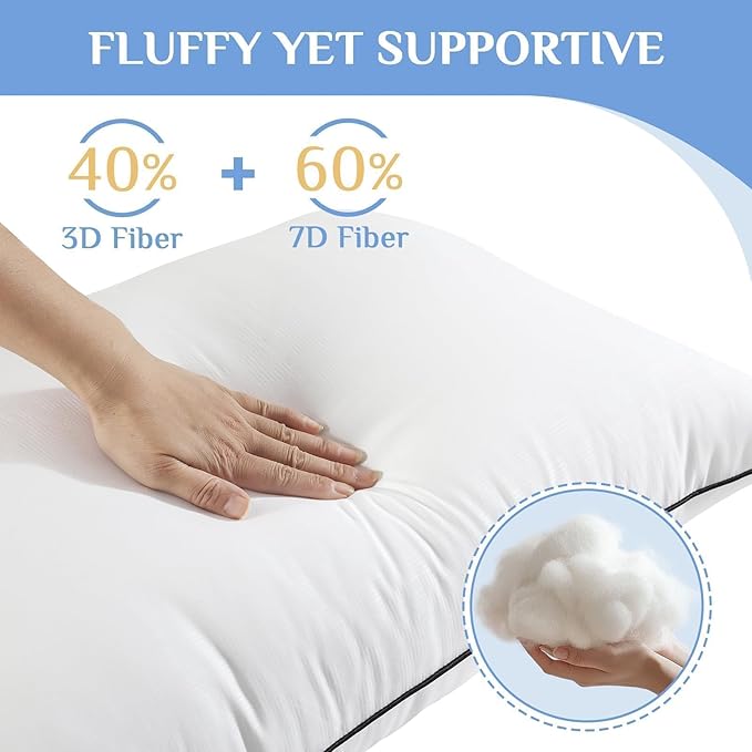 JOLLYVOGUE Pillows Queen Size Set of 4, Collection Bed Pillows - Image 3