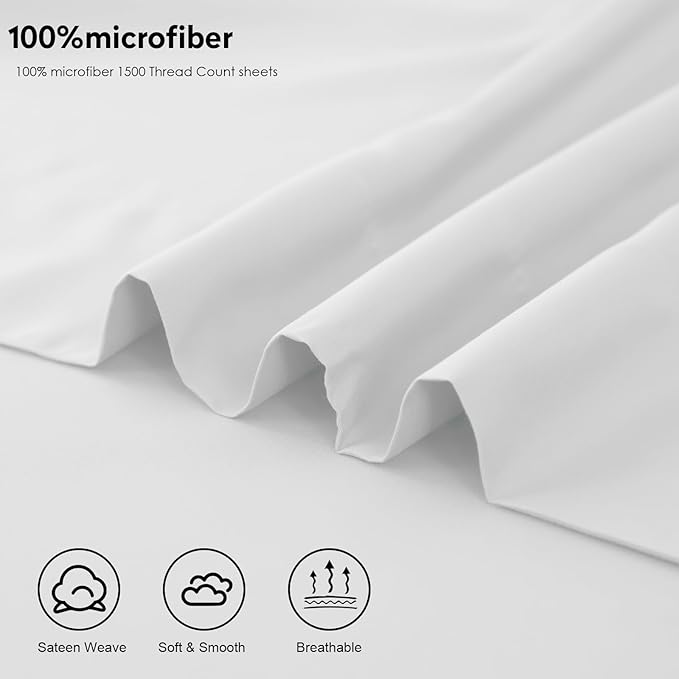 Toodou White Queen Bed Top Sheet is Made of Soft Wrinkle Resistant Microfiber - Image 7
