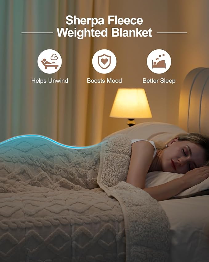 Super Fuzzy Soft Sherpa Fleece Weighted Blanket, 15 lbs Dual Sided Fluffy Heavy - Image 2