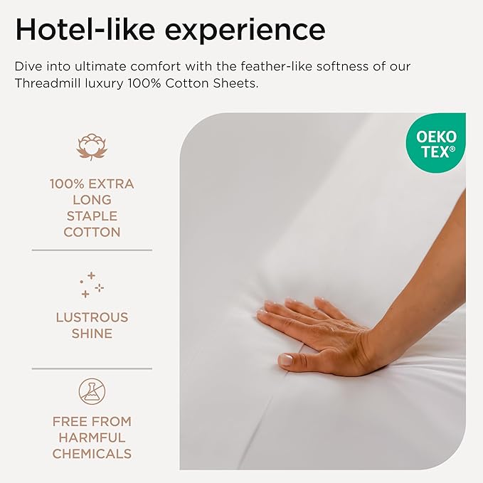 Threadmill Luxury 800 Thread Count California King 100% Cotton Sheets - Image 3