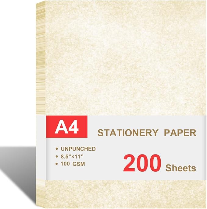 (2 Pack)Parchment Paper for Certificates - Stationary Paper for Resumes, Diplomas, Letter Size Certificate Paper, 200 Sheets Double-Sided Diploma Paper, 100gsm, 8.5" x 11" Parchment Paper for Printing-DeskoryOffice