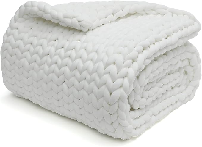 YnM Knitted Weighted Blanket, Hand Made Chunky Knit Weighted Throw Blanket by YNM