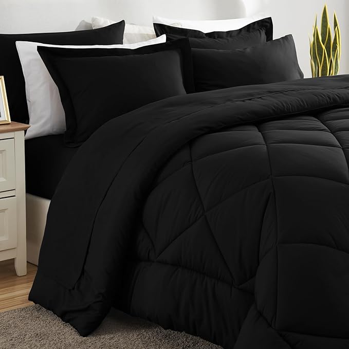 CozyLux Oversized King Comforter Set Black - Image 8