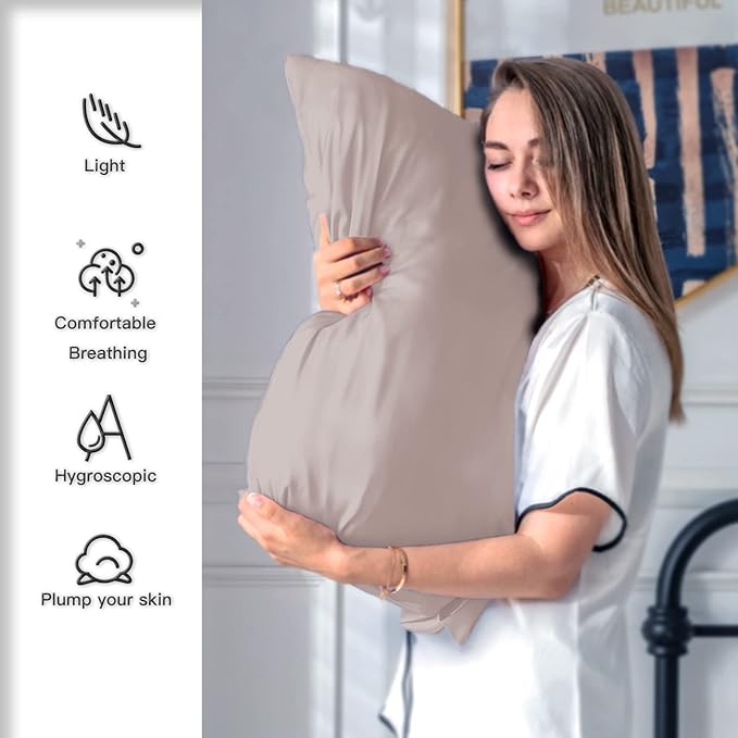 Silk Pillow Cases 2 Pack Soft Breathable and Sliky King Size Pillow Cases Set - Image 3