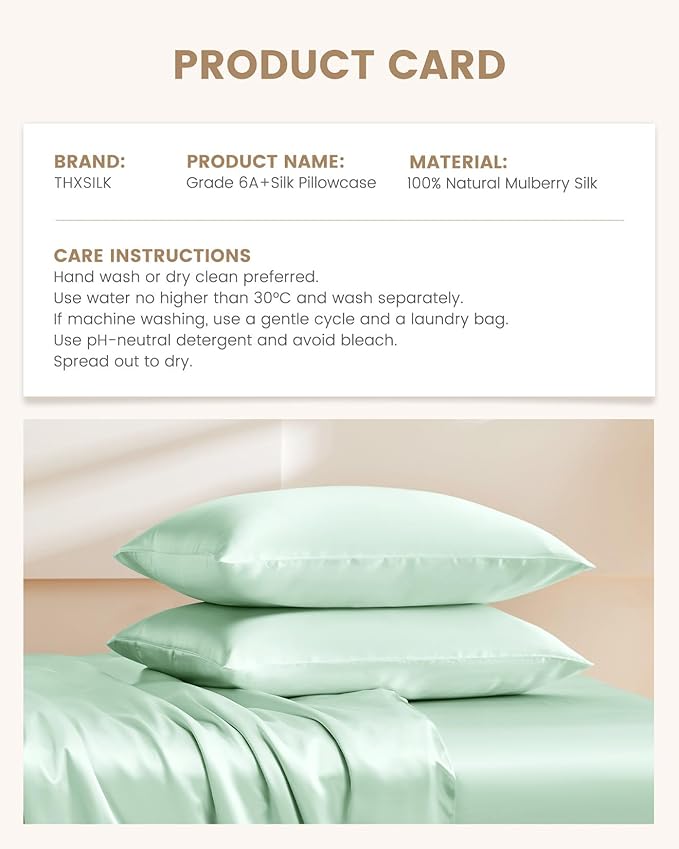 THXSILK Set of 2 100% Mulberry Silk Pillowcase - Image 8