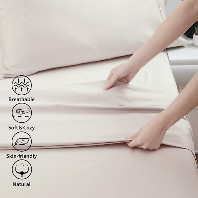 2-Pack Cotton TwinXL Flat Sheet Only, 600 Thread Count 100% Egyptian Cotton Top - Image 3