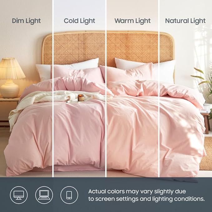 Wake In Cloud - Cotton Duvet Cover Set, Full Size, 100% Washed Cotton, Linen - Image 4