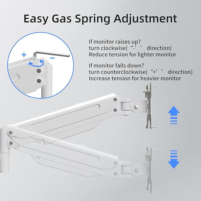 suptek Triple Monitor Mount for Most 17 to 32 inch Screens,Gas Springs Adjustment Triple Monitor Desk Mount Stand with Clamp & Grommet Kit,White(MD8003W)-DeskoryOffice