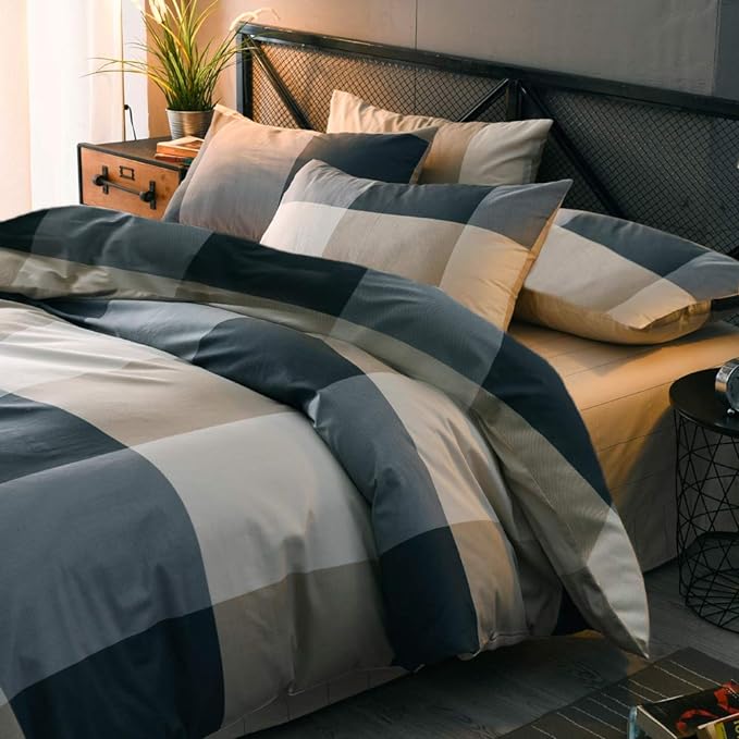 mixinni Twin Size Checkered Duvet Cover Set - Image 2