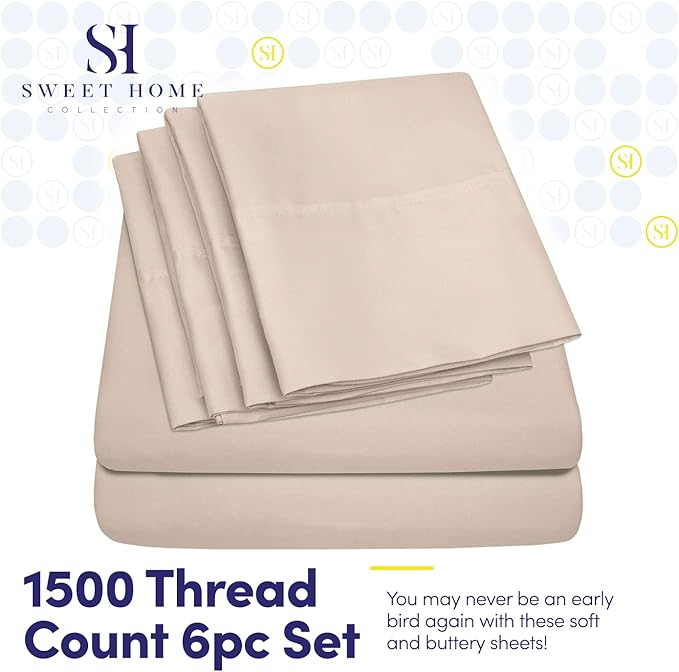 Sweet Home Collection 6 Piece 1500 Supreme Collection Brushed Microfiber Deep - Image 2