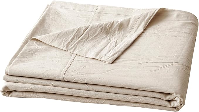 BESTOUCH Flat Sheet Only 100% Washed Cotton Linen Feel Wrinkle-Free, by BESTOUCH