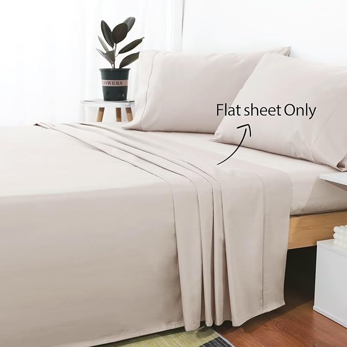 2-Pack Cotton TwinXL Flat Sheet Only, 600 Thread Count 100% Egyptian Cotton Top - Image 2