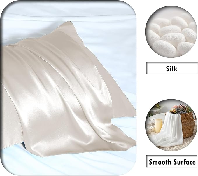 Silk Pillow Cases 2 Pack Soft Breathable and Sliky King Size Pillow Cases Set - Image 2