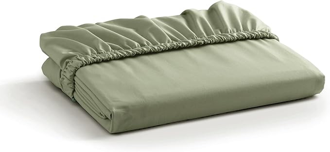 Linen Home 100% Cotton Percale Weave Fitted Sheet, Queen Size, 1 Deep Pocket by LINENHOME