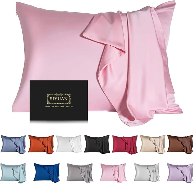 Mulberry Silk Pillowcase for Hair and Skin, Standard Size Cooling Silk Pillow by SIYUAN