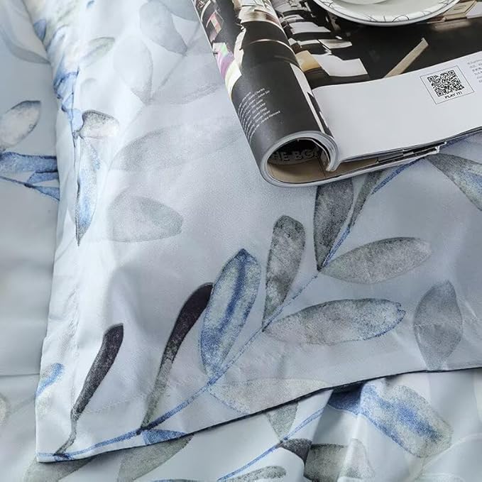 OAITE Duvet Cover Twin Size, Reversible Leaf Blue Duvet Cover Set - Image 4