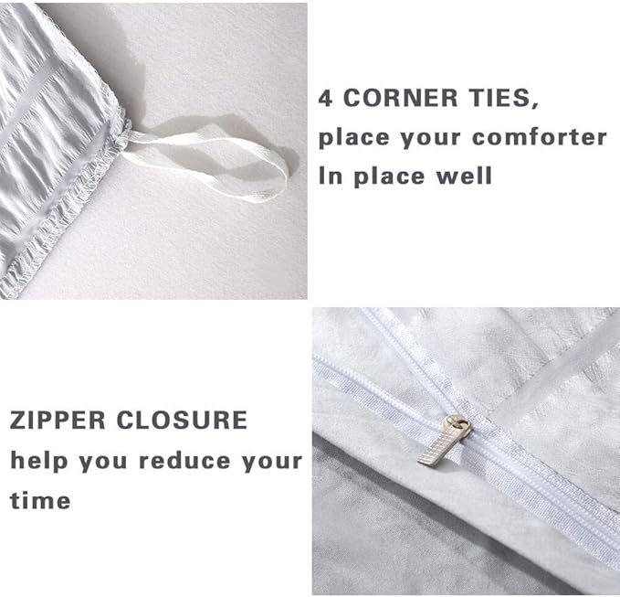 AveLom Light Gray Duvet Cover King, 3 Pieces, Seersucker Striped Soft Washed - Image 4