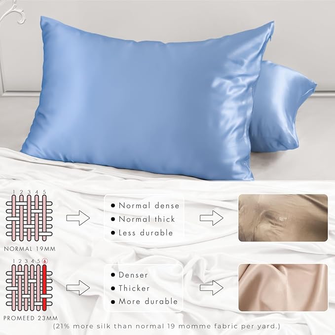 PROMEED 100% Mulberry Silk Pillowcase Set of 2, Both Sides Natural Silk Pillow - Image 4