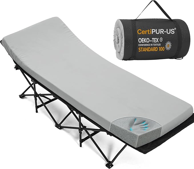 CYMULA Camping Cot Mattress 2in Memory Foam Sleeping Pad, Soft Warm Non-Slip by CYMULA